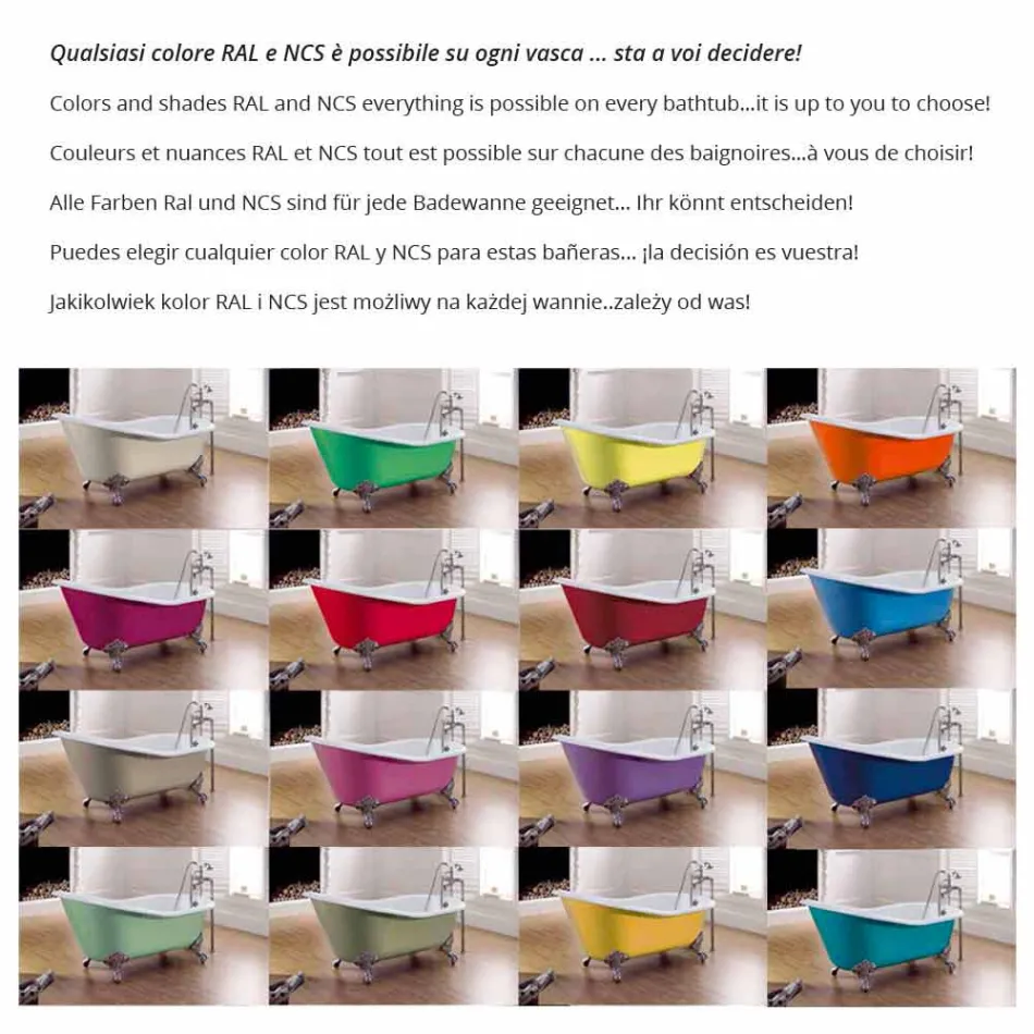 Baie de colorat din fontă de sine statatoare design modern Betty Viadurini