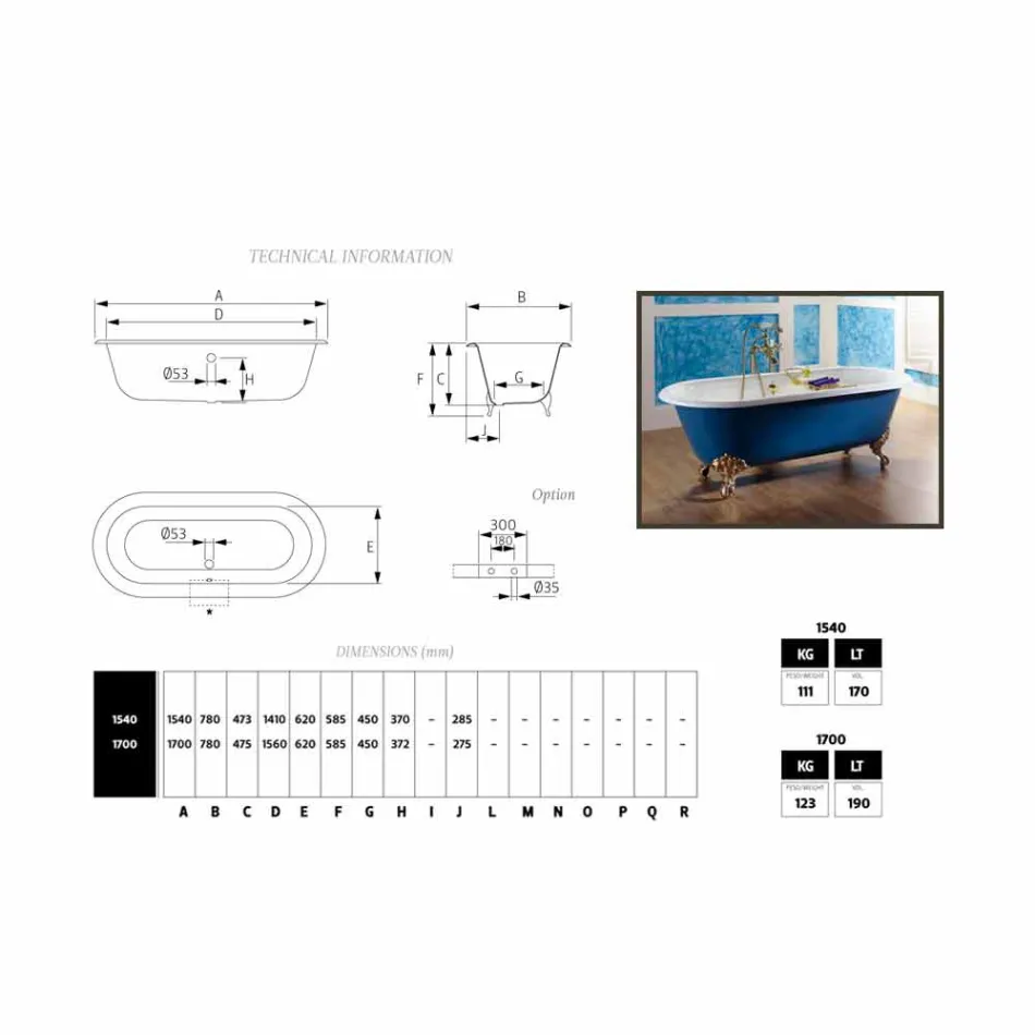 Cada de baie Freestanding Fonta cu picioare Diane Viadurini