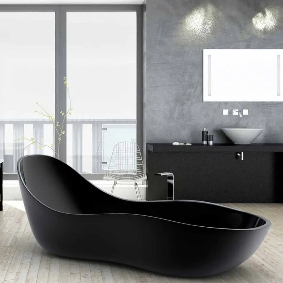 Cada de baie lacuit, design modern, Wave Viadurini