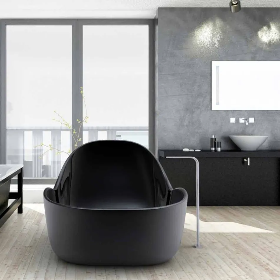 Cada de baie lacuit, design modern, Wave Viadurini