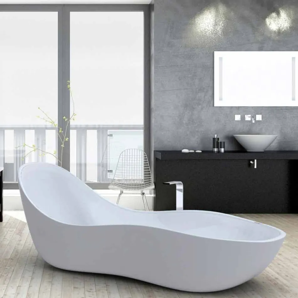 Cada de baie lacuit, design modern, Wave Viadurini