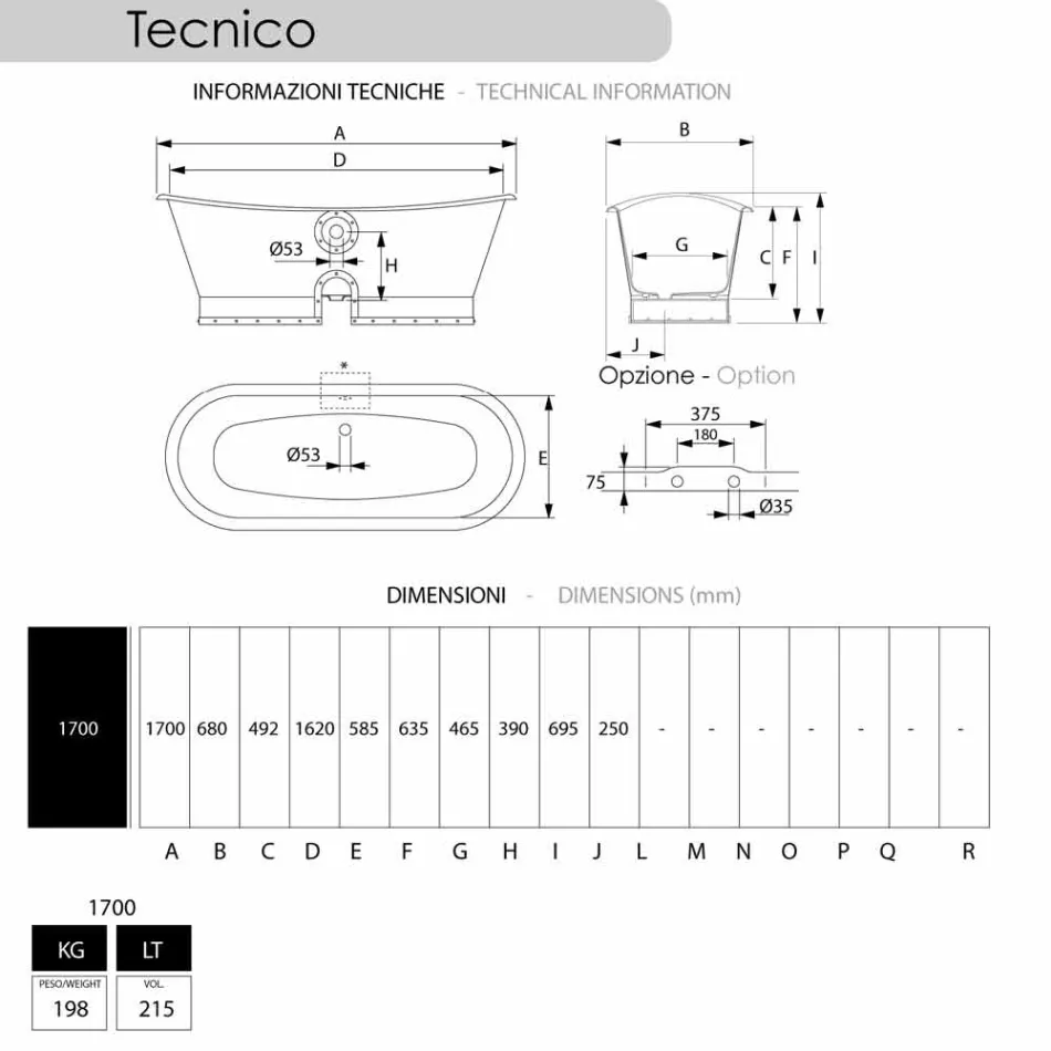 Cada placate baie fonta exterior Henry cupru Viadurini