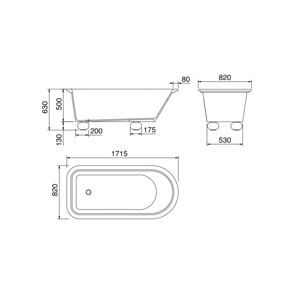 Cada de baie cu suprafață solidă alb mat cu picioare - grade Viadurini