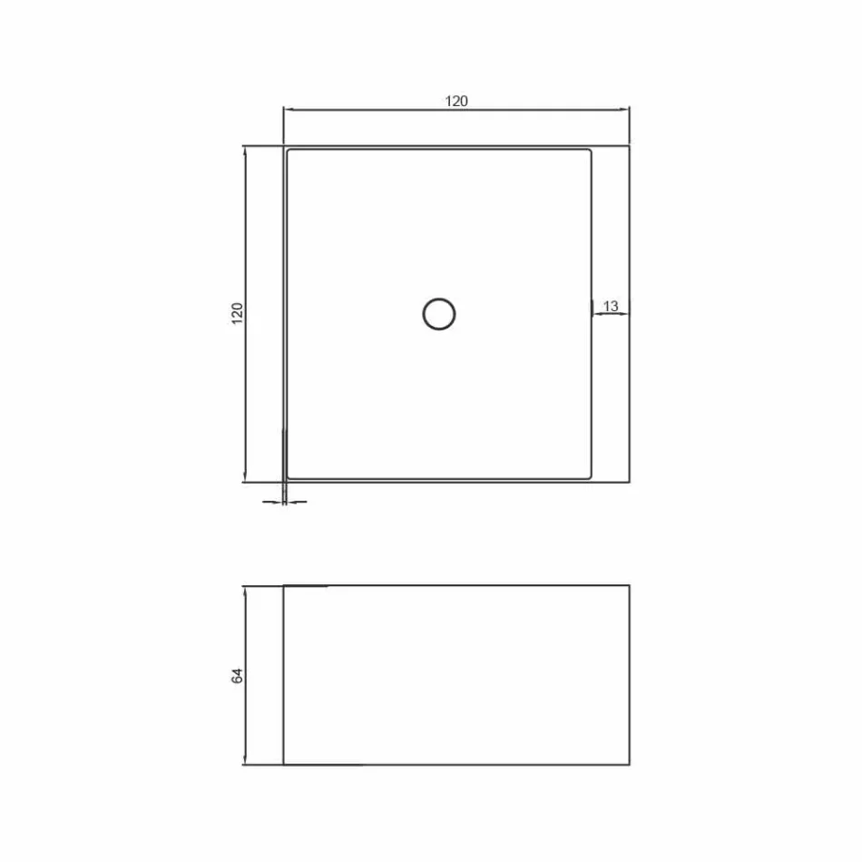 Cadă de baie pătrată, construită în Italia, design Argentera Viadurini