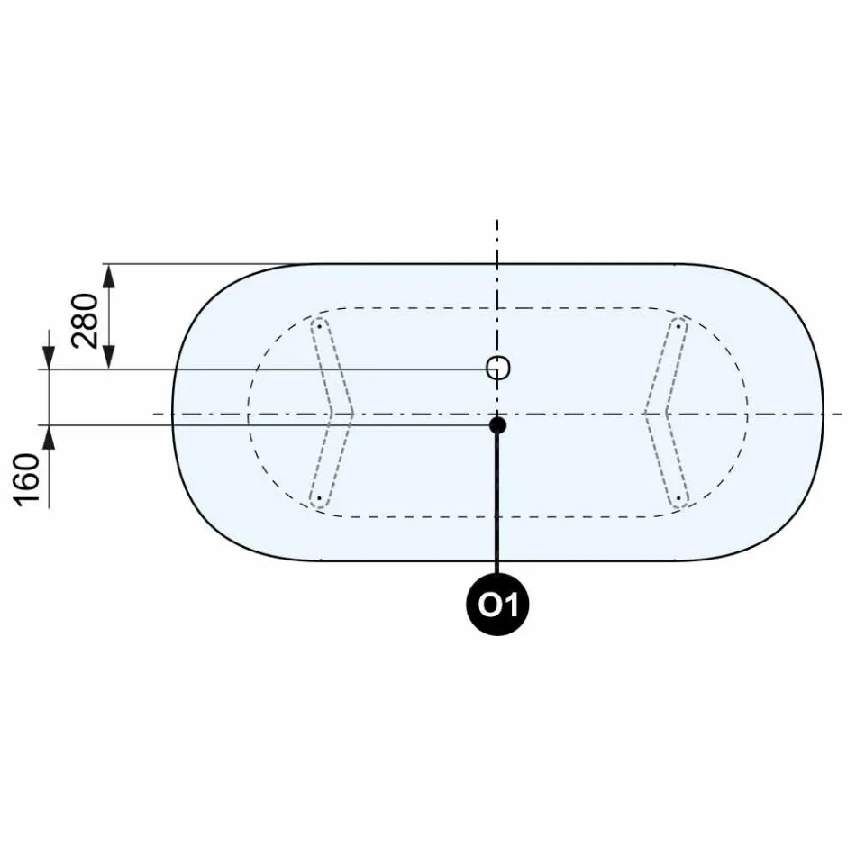 Design Free Standing Bath, Picioare în Chrome Finish - Gratuit Viadurini