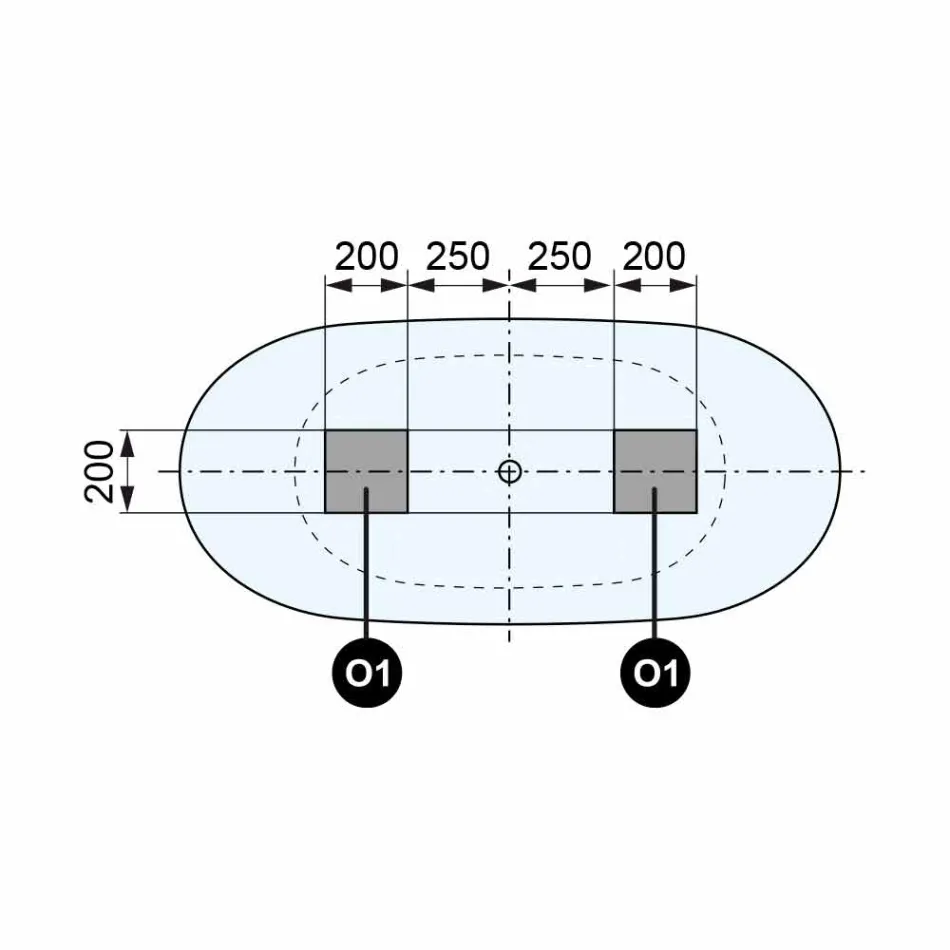 Tub liber, construit în Italia, în suprafață solidă Viadurini
