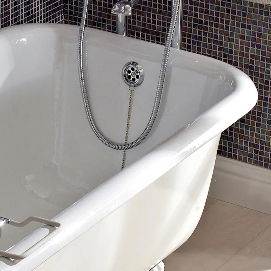 Cadă de design independentă vintage din fontă albă, realizată în Italia - Marwa Viadurini