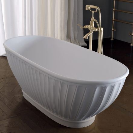 Cada de baie cu suprafata solida cu exterior alb mat Made in Italia - Ross Viadurini