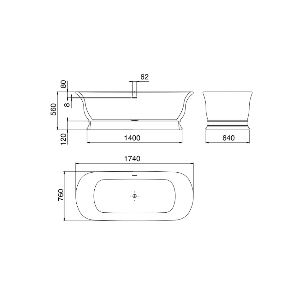 Cada cu suprafață solidă cu preaplin integrat Made in Italy - Aurelio Viadurini