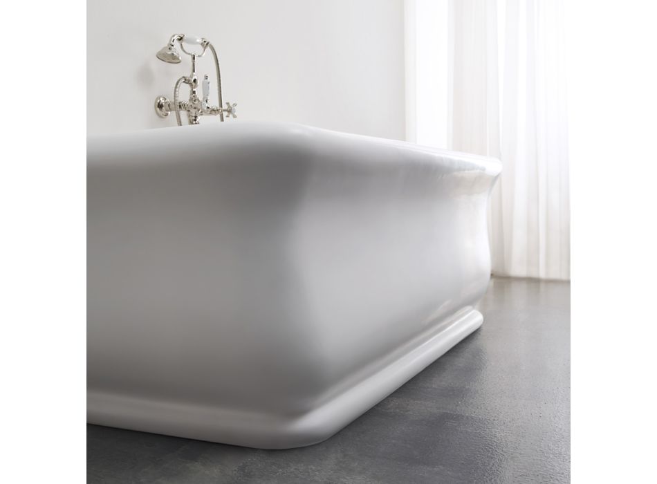 Cada de baie dreptunghiulara cu suprafata solida cu colturi moi Made in Italy - Fulvio Viadurini