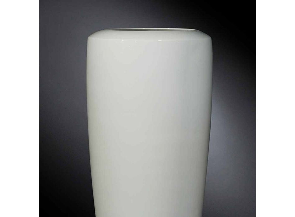 Vază înaltă artizanală din ceramică albă mată Fabricată în Italia - Capuano Viadurini