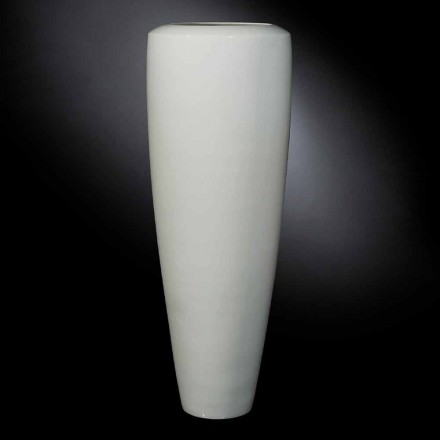 Vază înaltă artizanală din ceramică albă mată Fabricată în Italia - Capuano Viadurini
