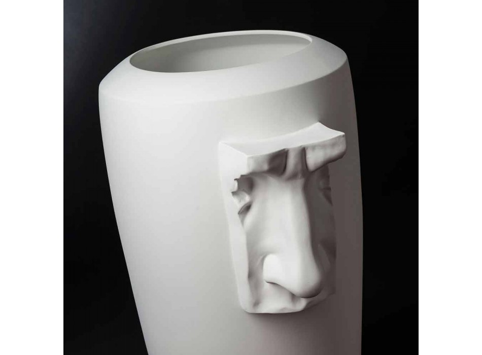 Vază interioară înaltă din ceramică albă realizată manual în Italia - Capuano Viadurini