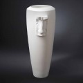 Vază interioară înaltă din ceramică albă realizată manual în Italia - Capuano