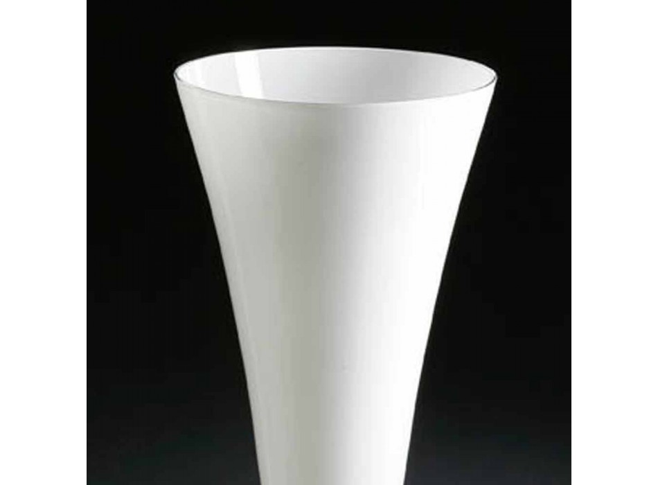 Vază de interior înaltă, din sticlă albă și transparentă, fabricată în Italia - Clodino Viadurini