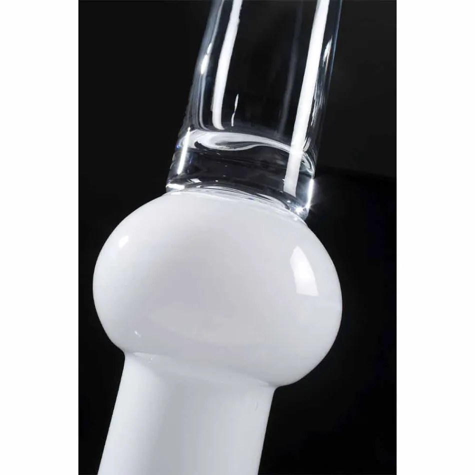 Vază interioară înaltă din sticlă transparentă și albă Made in Italy - Ludovico Viadurini