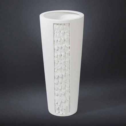 Vază decorativă înaltă din ceramică albă cu decor Made in Italy - Calisto Viadurini