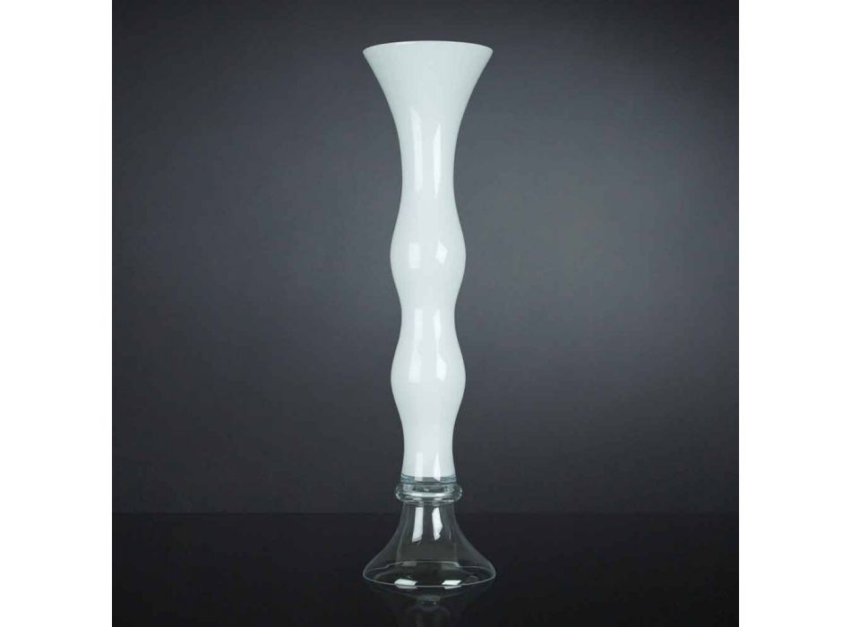 Vază decorativă înaltă din sticlă transparentă și albă Made in Italy - Gondo Viadurini