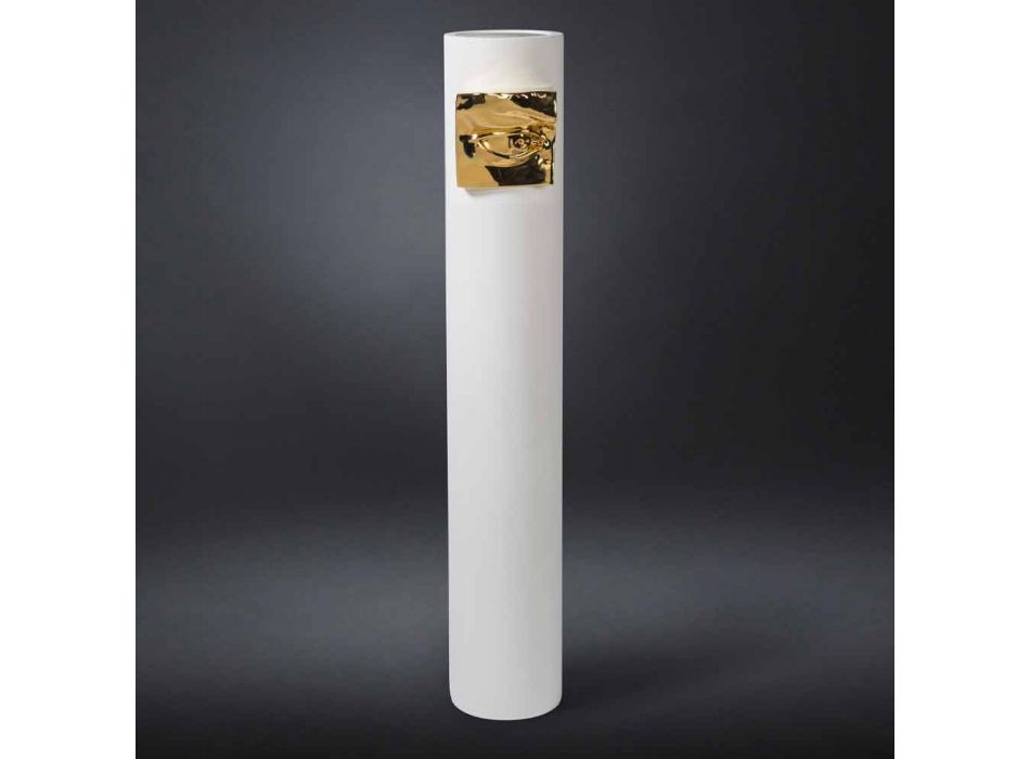 Vaza înaltă din ceramică albă cu detaliu colorat Made in Italy - Monte Viadurini