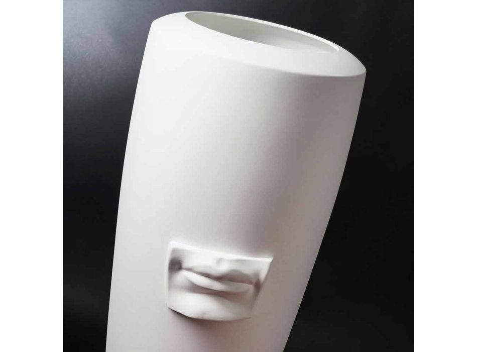 Vază înaltă din ceramică albă realizată manual cu decor Made in Italy - Capuano Viadurini