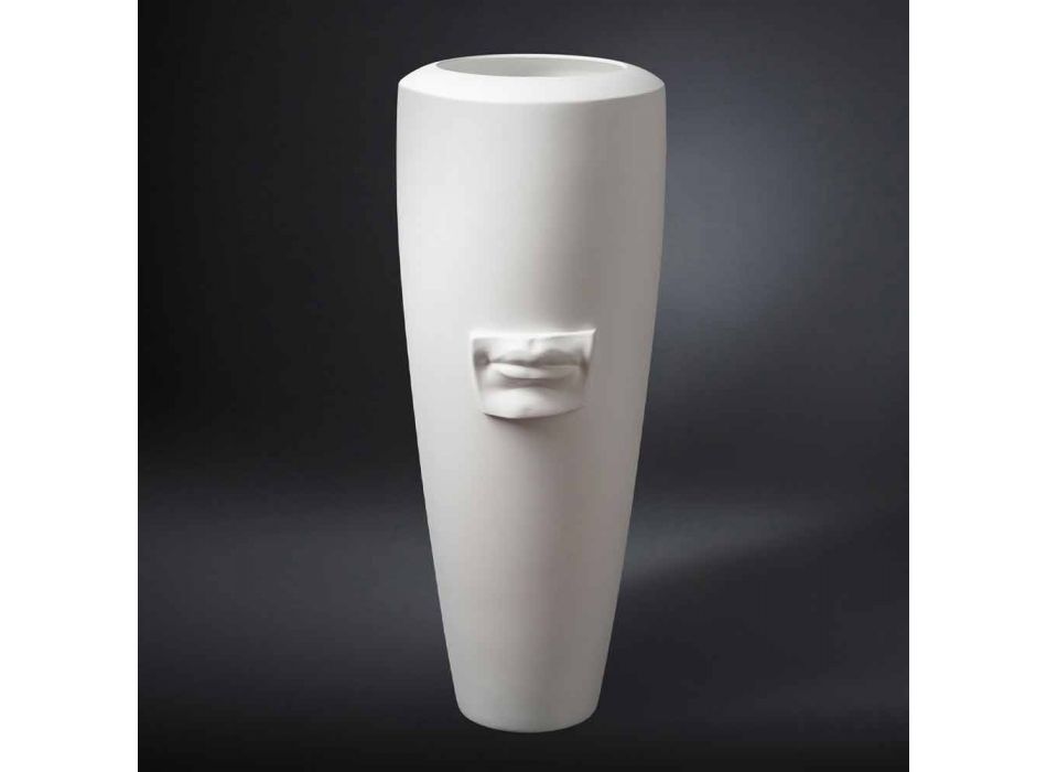 Vază înaltă din ceramică albă realizată manual cu decor Made in Italy - Capuano Viadurini