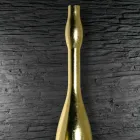 Vază înaltă modernă, finisată cu frunze de aur sau argint, fabricată în Italia - Cuarț Viadurini