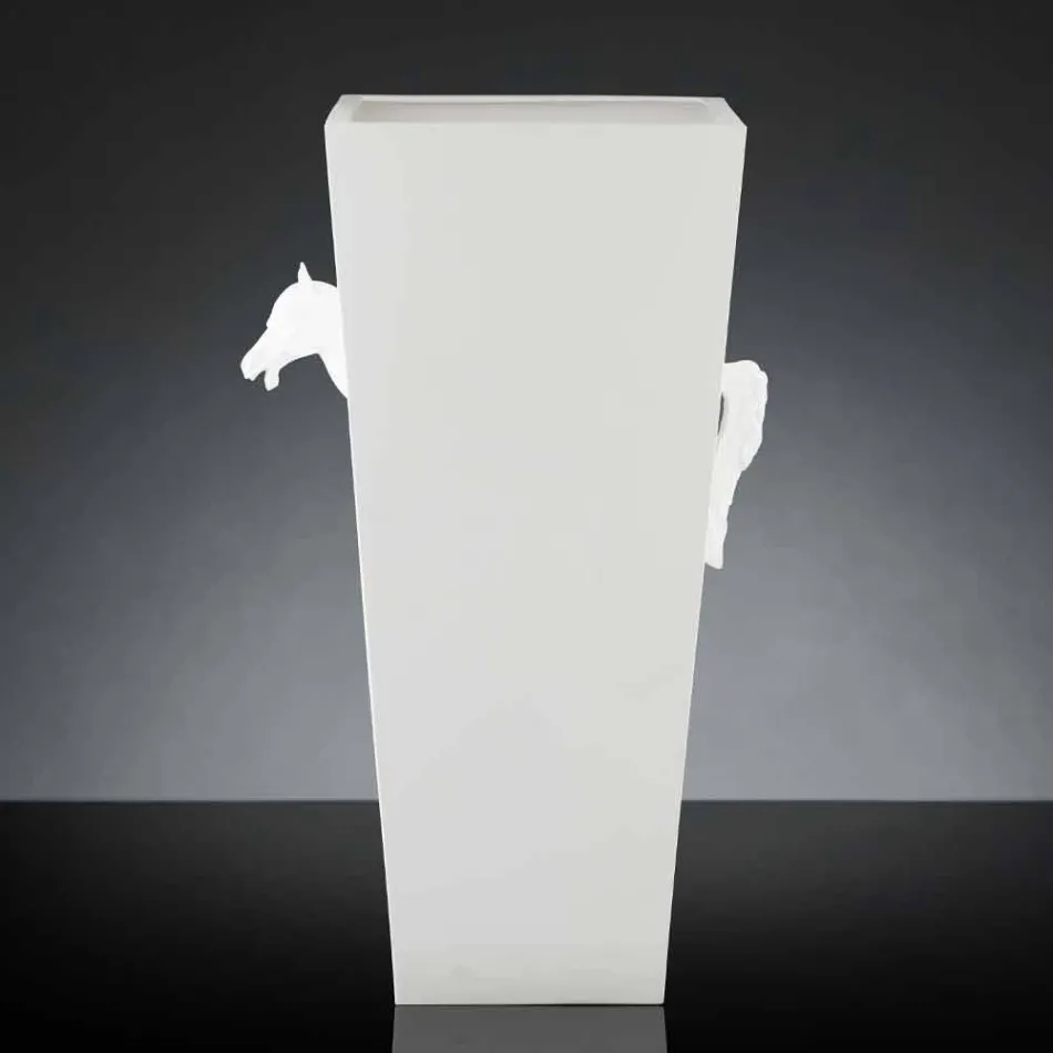 Vază interioară înaltă din ceramică albă realizată manual în Italia - Jacky Viadurini