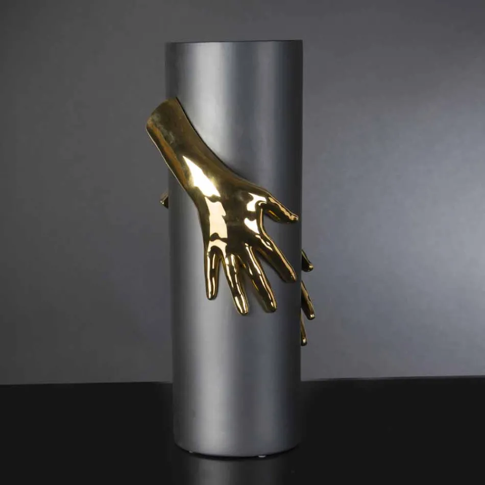 Vază ceramică interioară înaltă, fabricată manual în Italia - Monte Viadurini