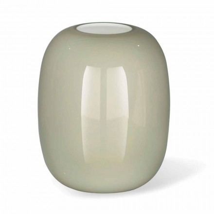 Vază de sticlă lucioasă albă sau gri fabricată manual, fabricată în Italia - Malindi Viadurini