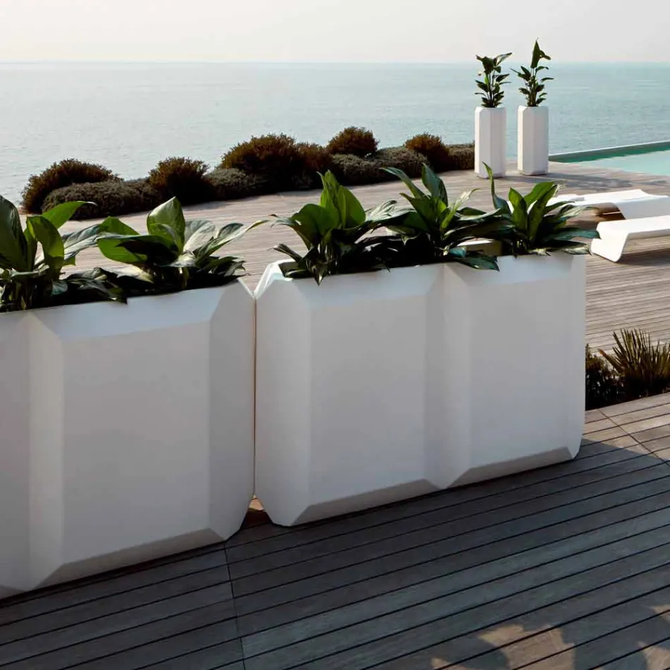 Vaza albă de interior sau exterior din plastic de 3 dimensiuni - Gem de Myyour Viadurini