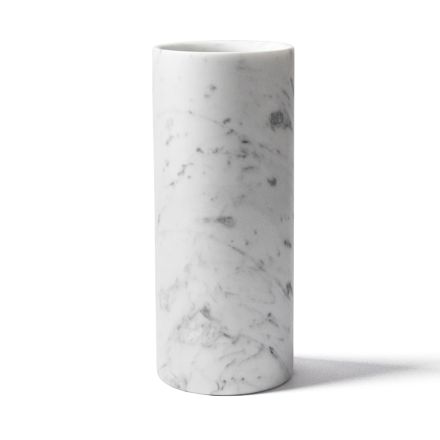 Vaza cilindrica in marmura alba satinata de Carrara Design italian - Murillo Viadurini
