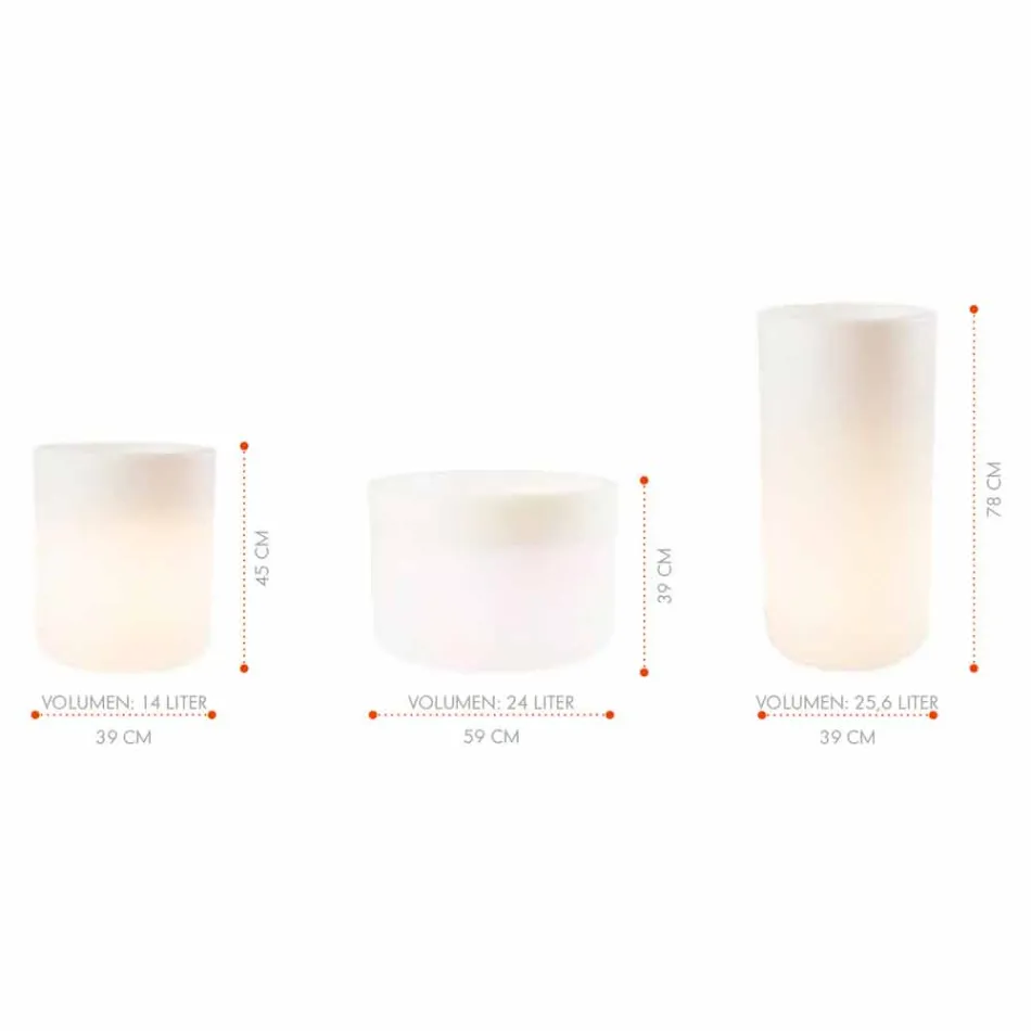 Vaza cu iluminare solară sau design cu led pentru interior sau exterior - Cilindrostar Viadurini