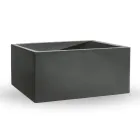 Vasă de exterior din polietilenă colorată dreptunghiulară, fabricată în Italia - gri Viadurini