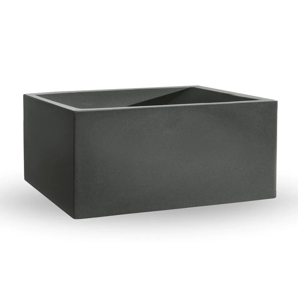 Vasă de exterior din polietilenă colorată dreptunghiulară, fabricată în Italia - gri Viadurini