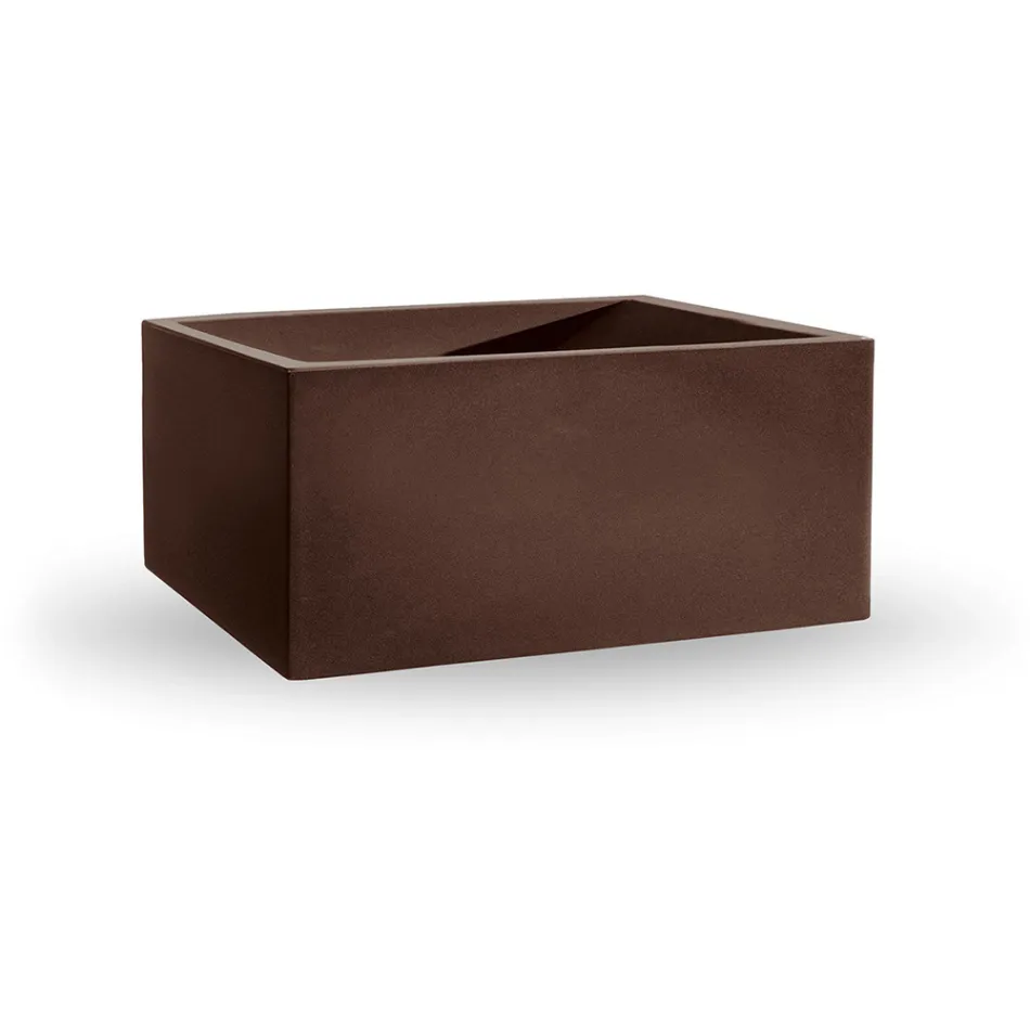 Vasă de exterior din polietilenă colorată dreptunghiulară, fabricată în Italia - gri Viadurini