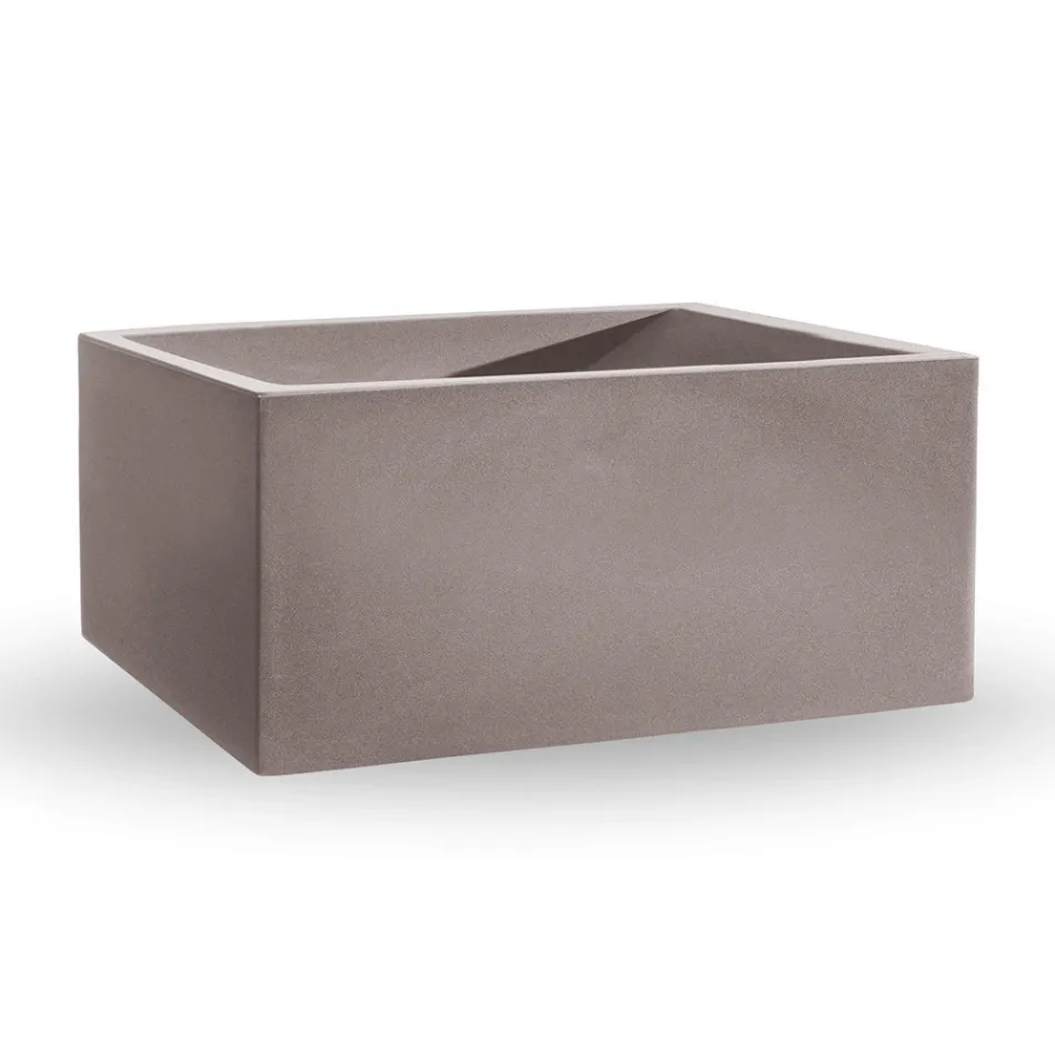 Vasă de exterior din polietilenă colorată dreptunghiulară, fabricată în Italia - gri Viadurini