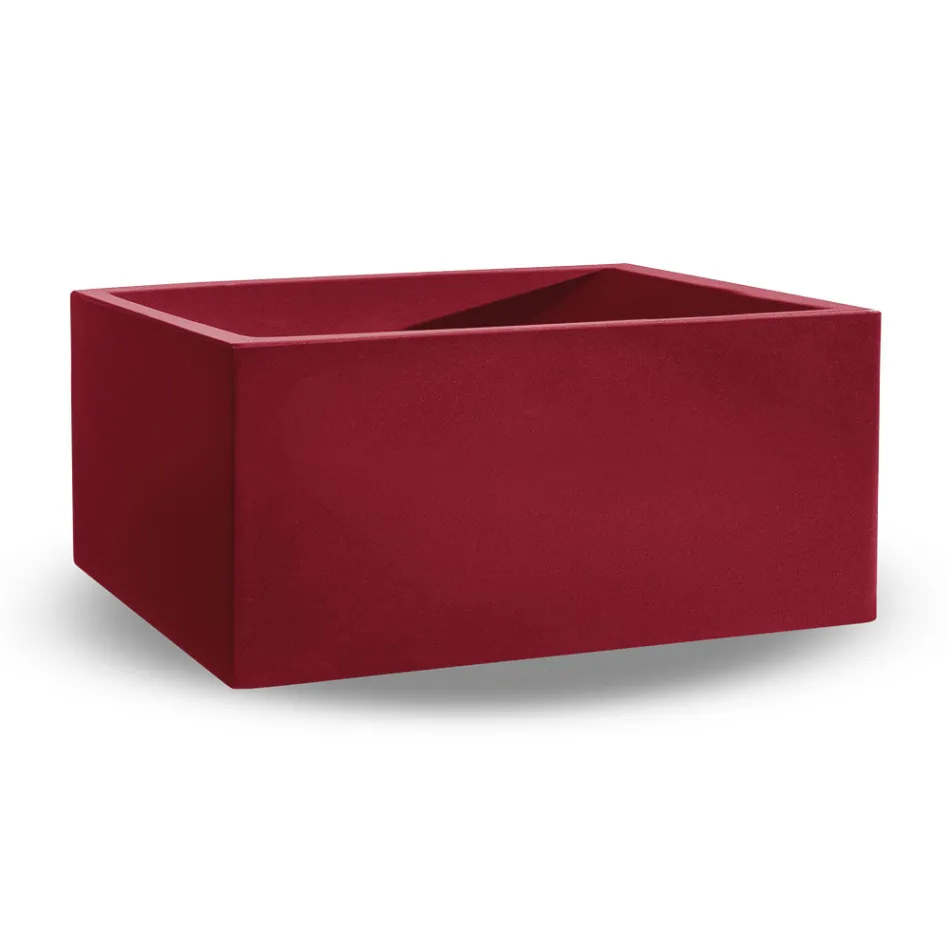 Vasă de exterior din polietilenă colorată dreptunghiulară, fabricată în Italia - gri Viadurini