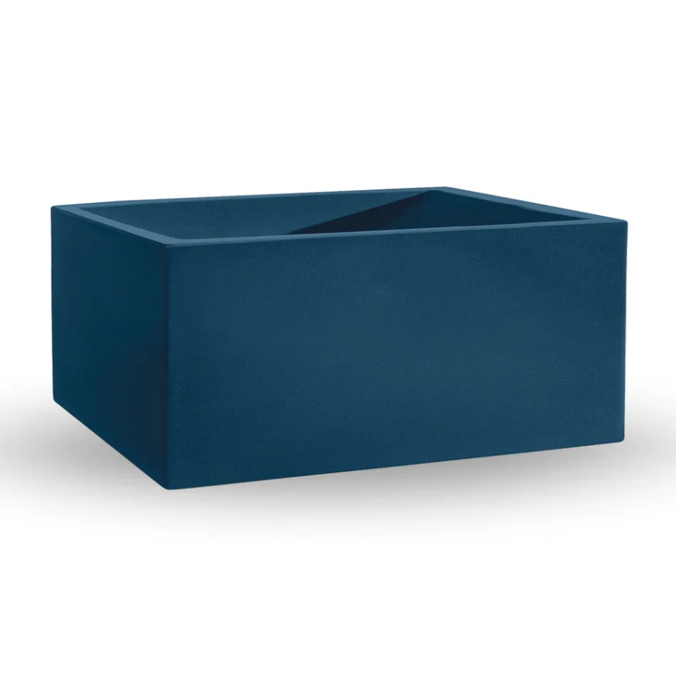 Vasă de exterior din polietilenă colorată dreptunghiulară, fabricată în Italia - gri Viadurini