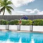 Vasă de exterior din polietilenă colorată dreptunghiulară, fabricată în Italia - gri Viadurini