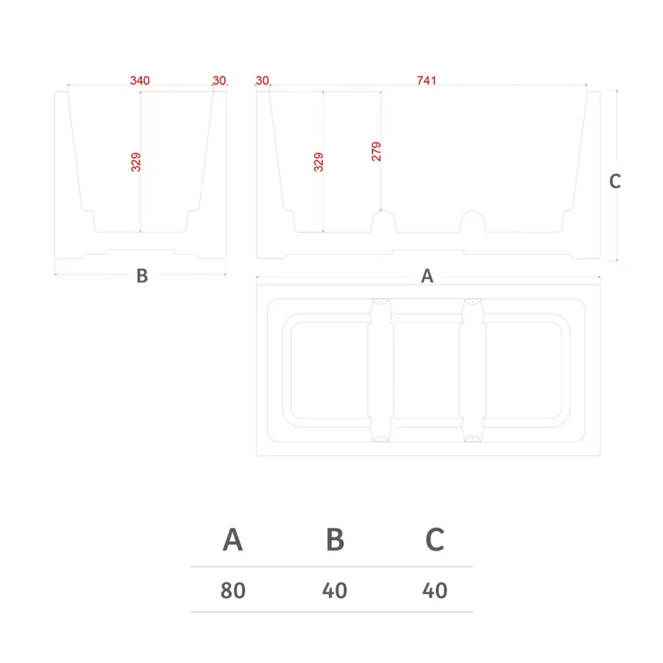 Vasă de exterior din polietilenă colorată dreptunghiulară, fabricată în Italia - gri Viadurini