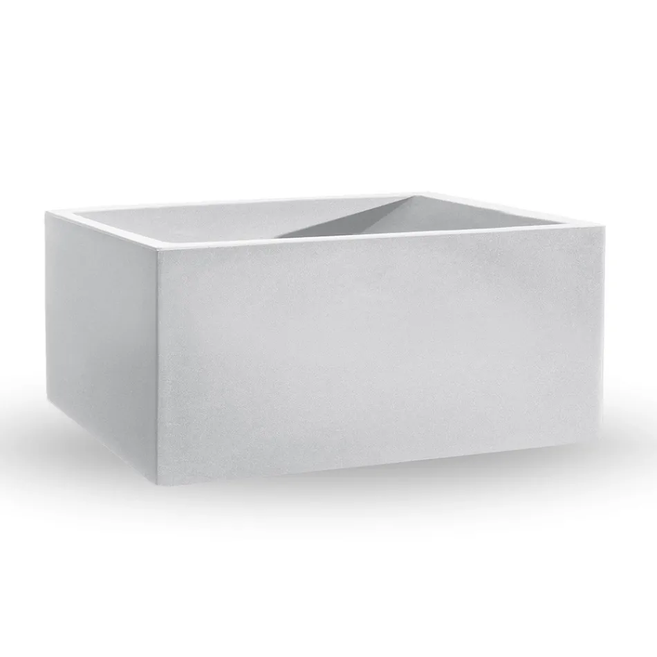 Vasă de exterior din polietilenă colorată dreptunghiulară, fabricată în Italia - gri Viadurini