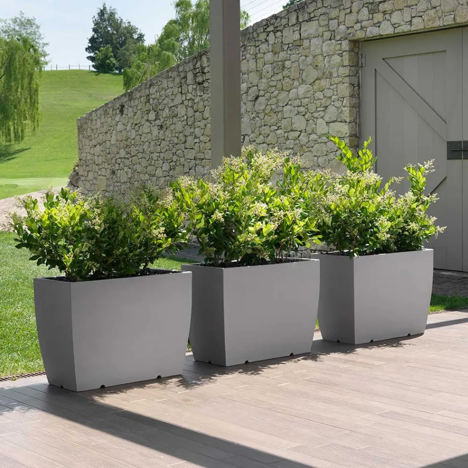 Vaza de exterior dreptunghiulara din polietilena Made in Italy - Albarone Viadurini