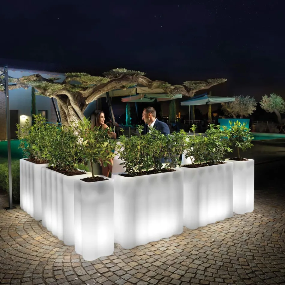 Ghiveci de grădină strălucitor din polietilenă albă, fabricat în Italia - Crizia Viadurini