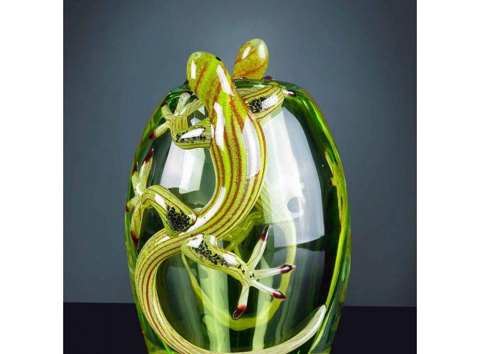 Vaza de vitralii de interior cu Geckos realizată manual în Italia - Geco Viadurini