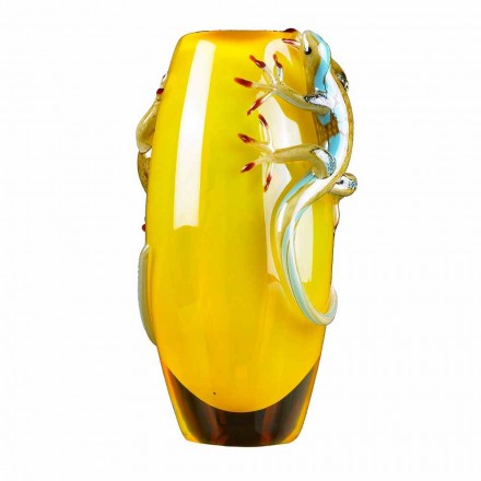 Vaza de vitralii de interior cu Geckos realizată manual în Italia - Geco Viadurini