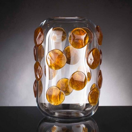 Vaza de interior din sticlă de Murano cu detalii colorate Made in Italy - Mirtos Viadurini