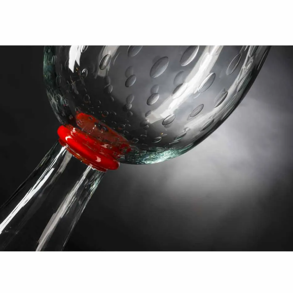 Vaza de interior din sticlă de Murano cu detaliu roșu Made in Italy - Copernicus Viadurini