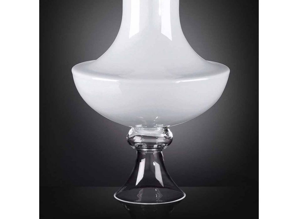 Vaza de interior modernă din sticlă albă și transparentă Made in Italy - Portos Viadurini