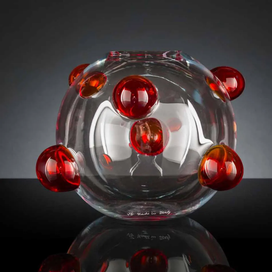 Vază de interior rotundă din sticlă de Murano suflată Fabricată în Italia - Astore Viadurini