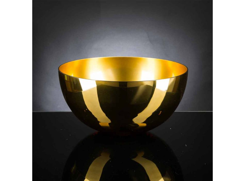 Vază de interior rotundă, din sticlă suflată, finisaj auriu de 24k, fabricată în Italia - aurie Viadurini